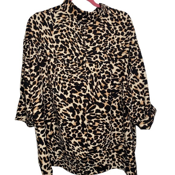 Zara Woman XXL Leopard Turtle Neckline Bubble Sleeve - Picture 2 of 4